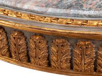 A Pair of Louis XVI Style Gray-Painted and Parcel Gilt Marble-Top Console Tables