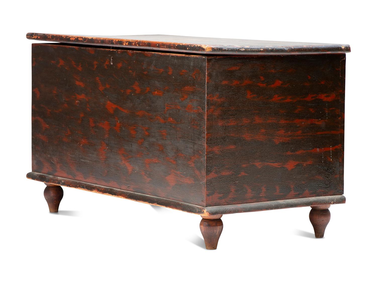 A Country Diminutive Grain Painted Poplar Blanket Chest