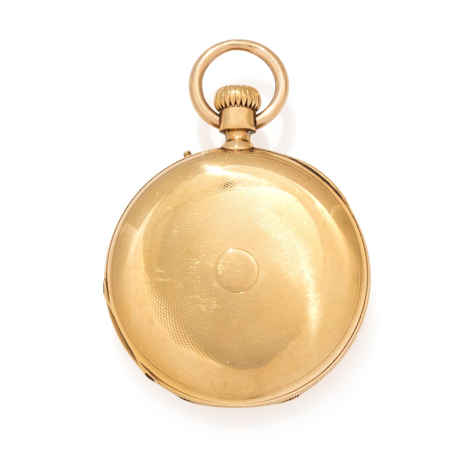 ROSSEL & FILS, D.F. BOUTTE & CO. 18K YELLOW GOLD AND ENAMEL DEMI-HUNTER POCKET WATCH