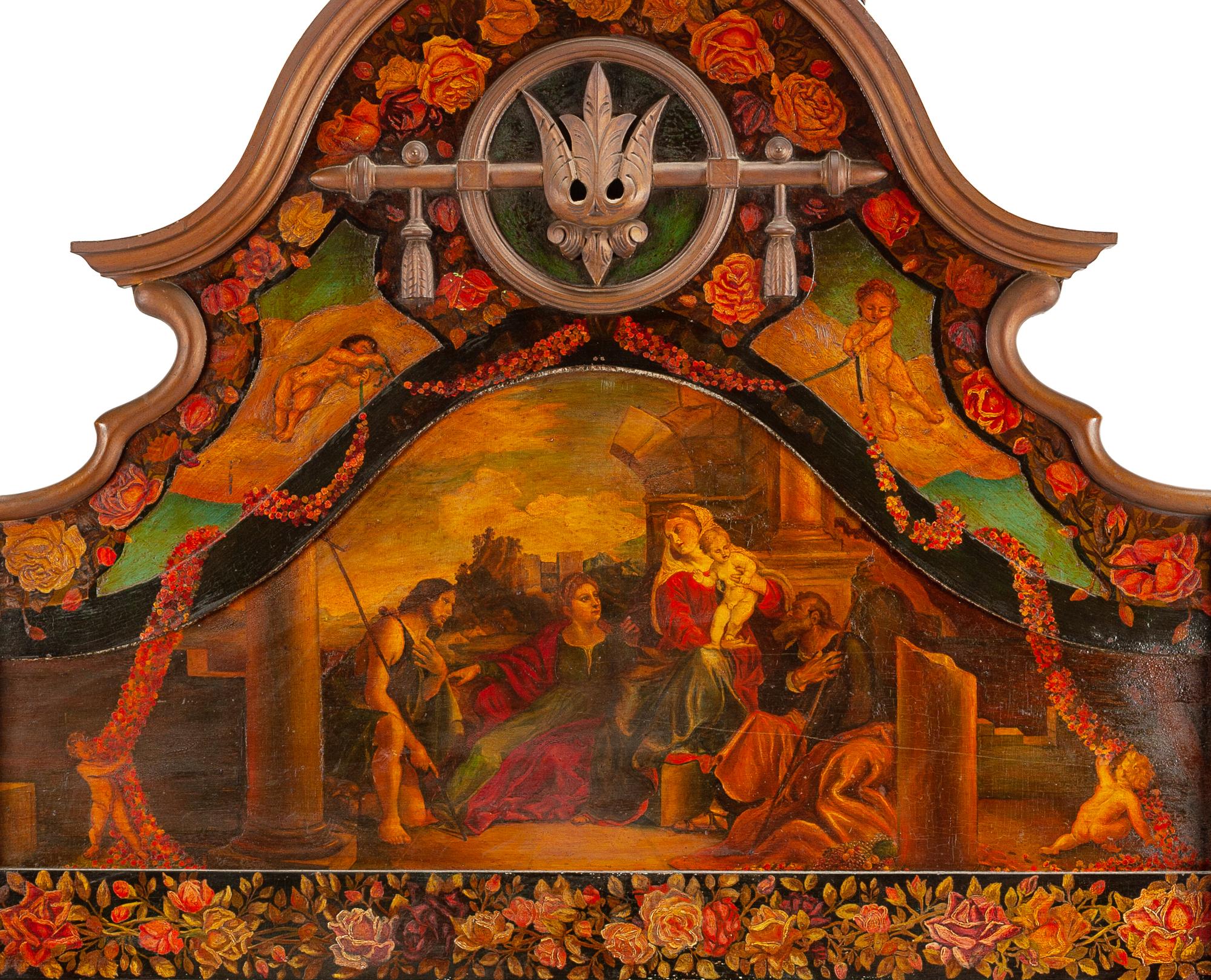 An Italian Renaissance Style Painted Bed Height 96 x width 61 x depth 80 inches. — 19TH CENTURY