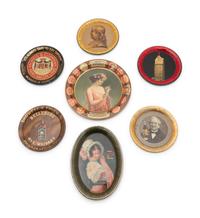 A Collection of Seven Tin Lithographed Advertising Tip Trays