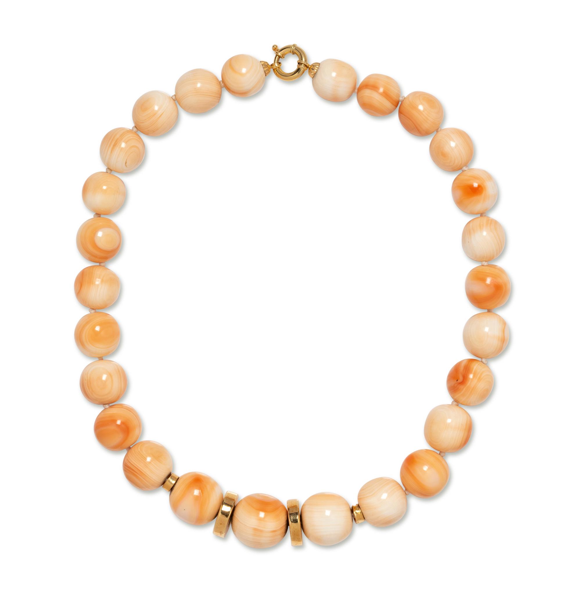 BANDED AGATE AND GOLD BEAD NECKLACE