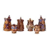 A Group of Six Staffordshire Lustreware Pitchers or Creamers Together with a Bowl