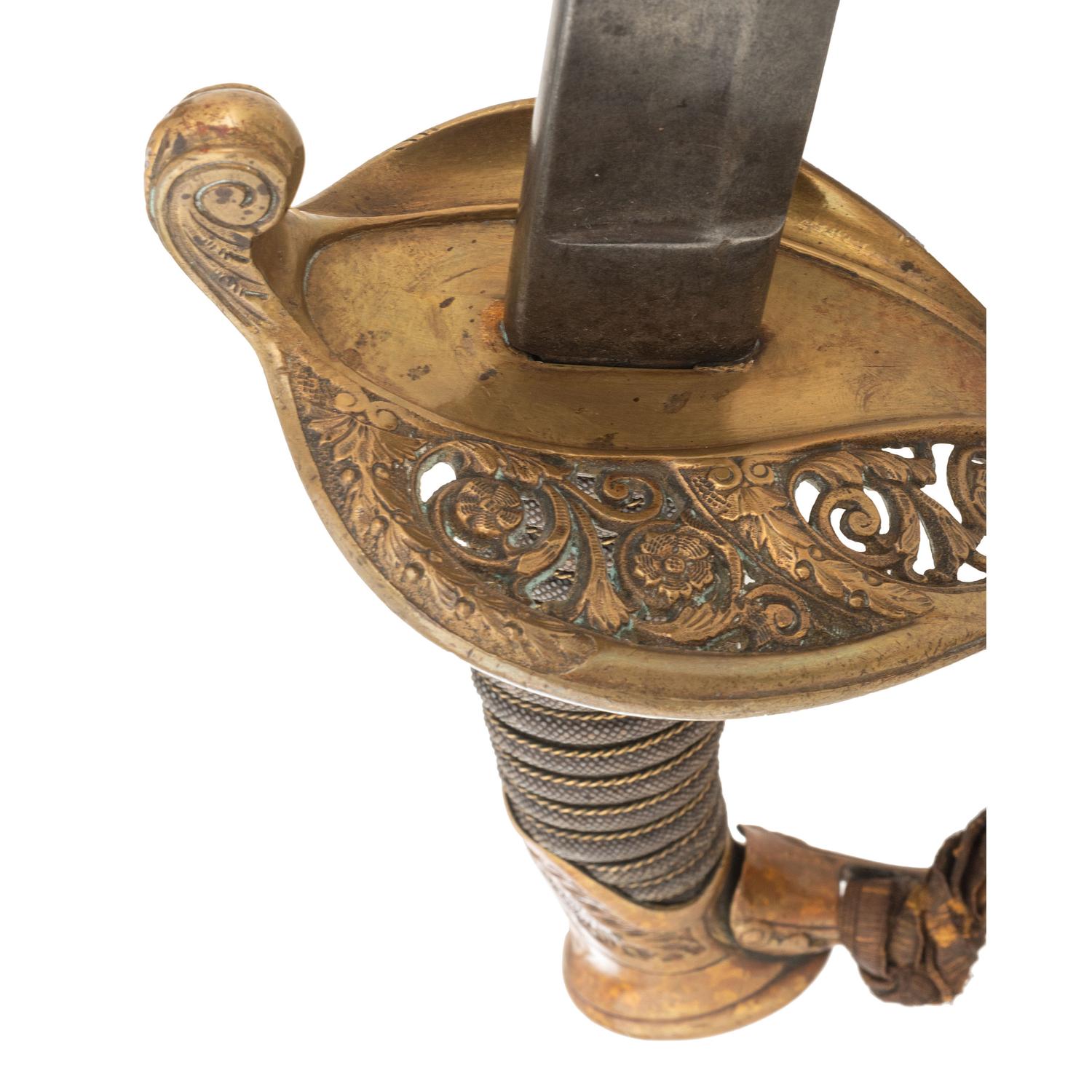 Captain E.L. Jones, Company D, 54th Massachusetts Infantry, WIA Fort Wagner, South Carolina, Model 1850 foot officer's presentation sword.