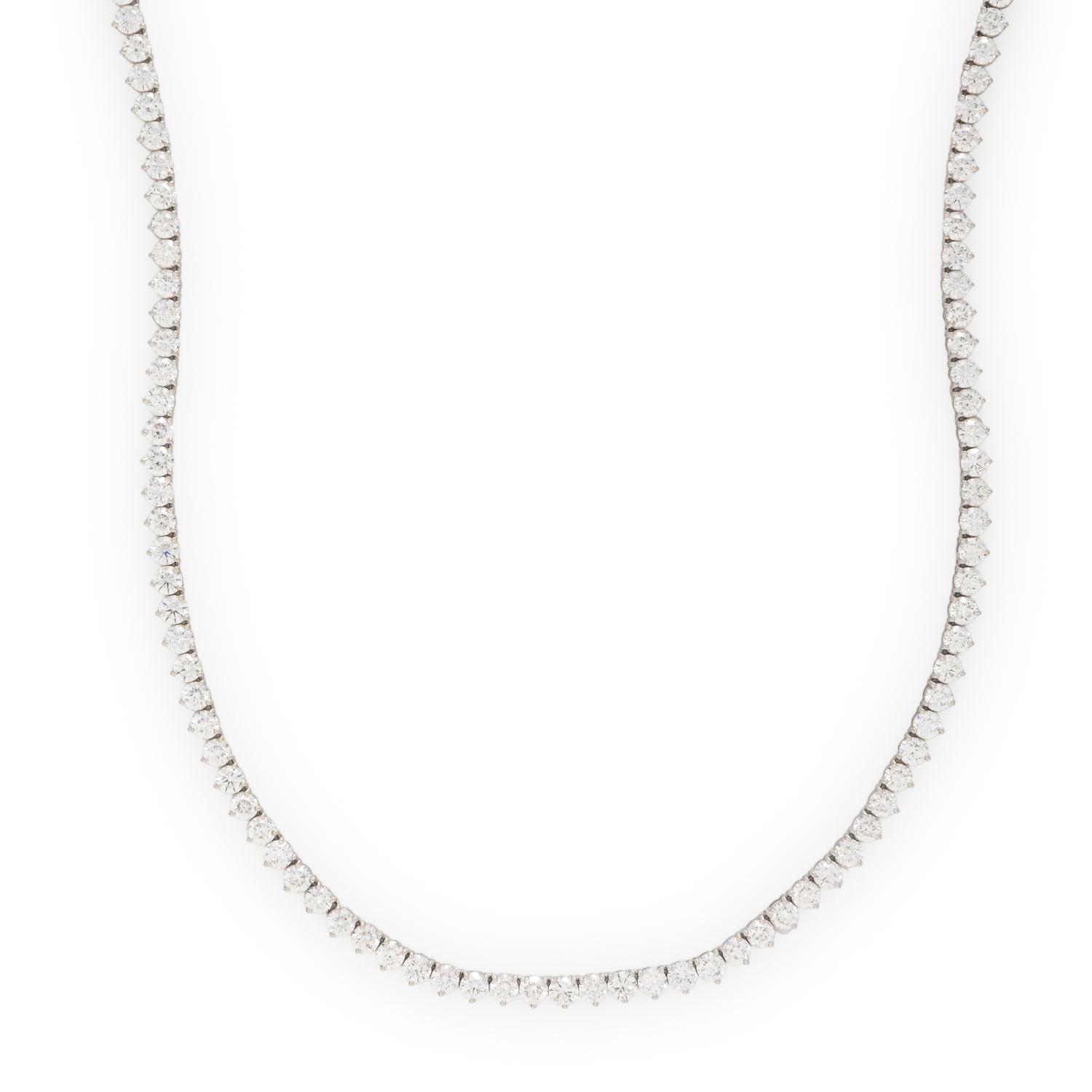 Diamond and White Gold Line Necklace