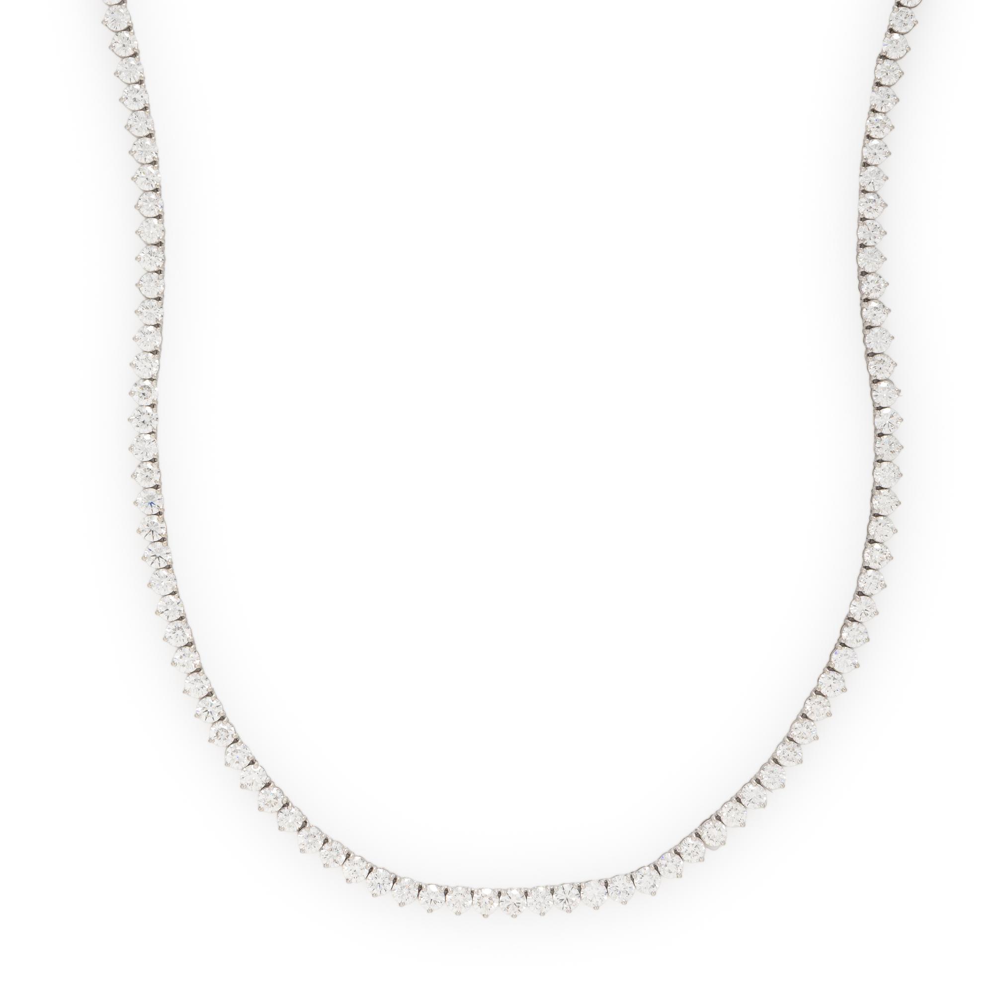 Diamond and White Gold Line Necklace