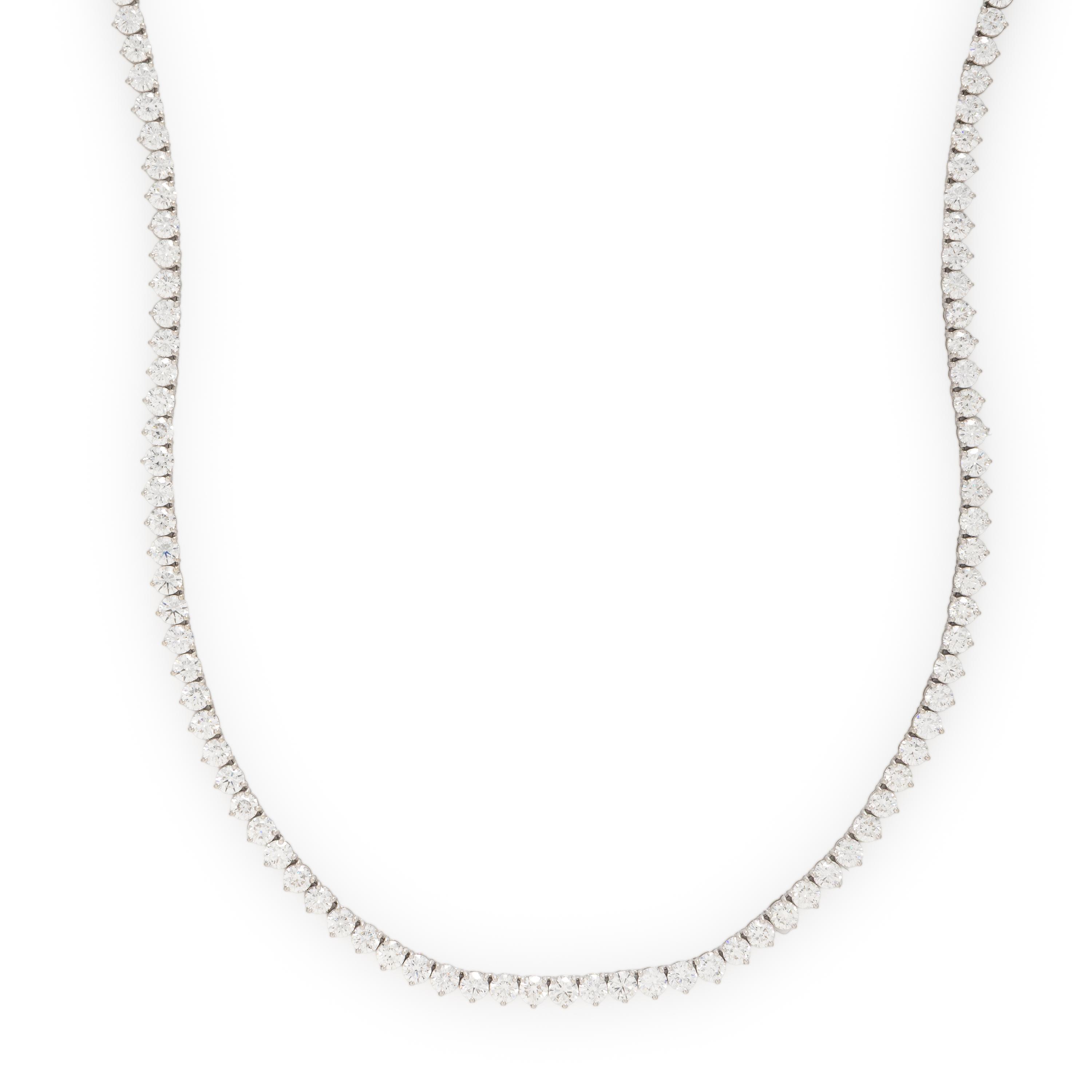 Diamond and White Gold Line Necklace
