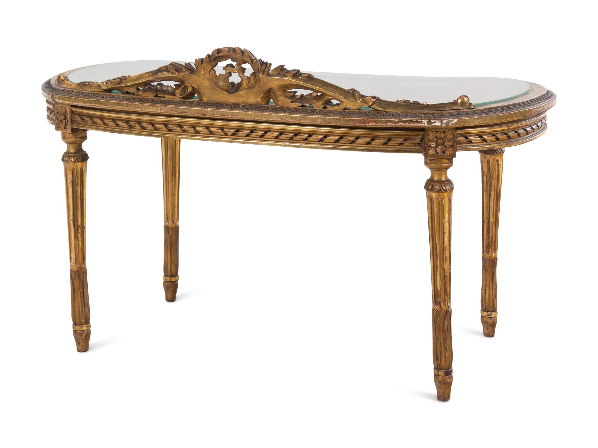 A Louis XVI Style Giltwood Bench