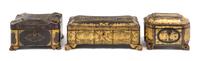 Two Chinese Export Lacquered Tea Caddies Width of widest 13 3/8 inches. — 19TH CENTURY