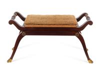 An Empire Style Parcel Gilt Mahogany Hall Bench