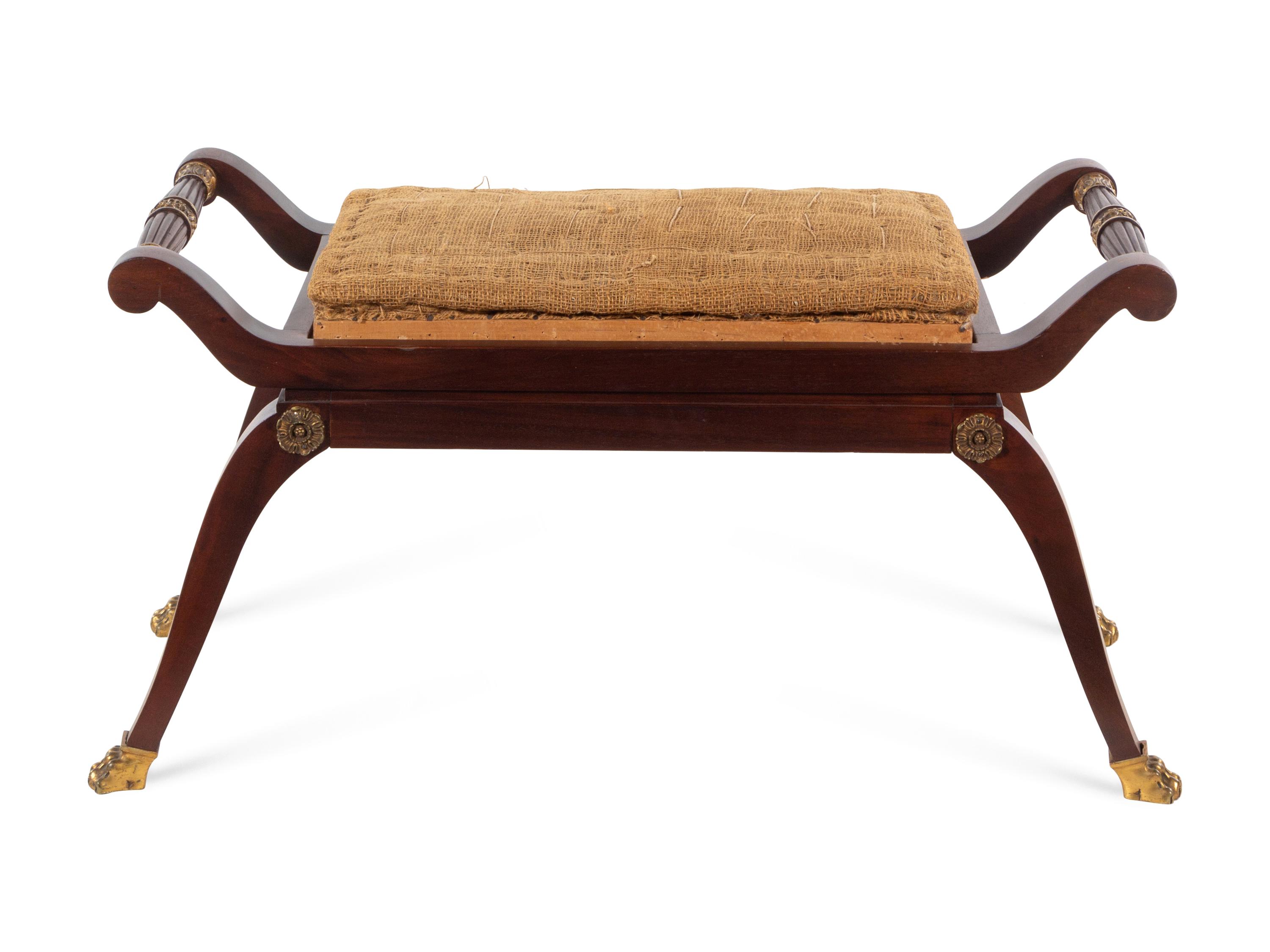 An Empire Style Parcel Gilt Mahogany Hall Bench