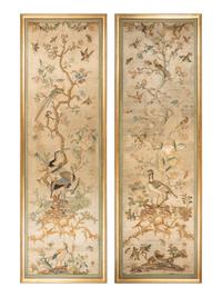 A Pair of Italian Silk and Needlework Panels