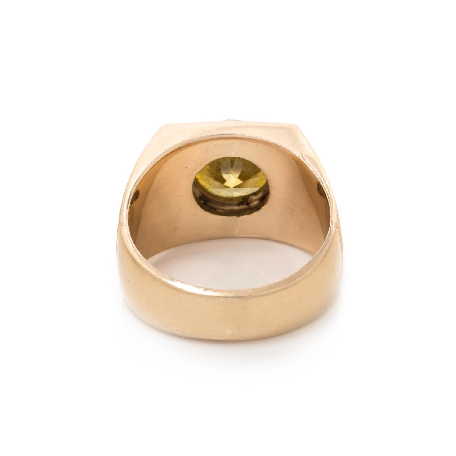 TREATED FANCY DEEP YELLOW DIAMOND RING