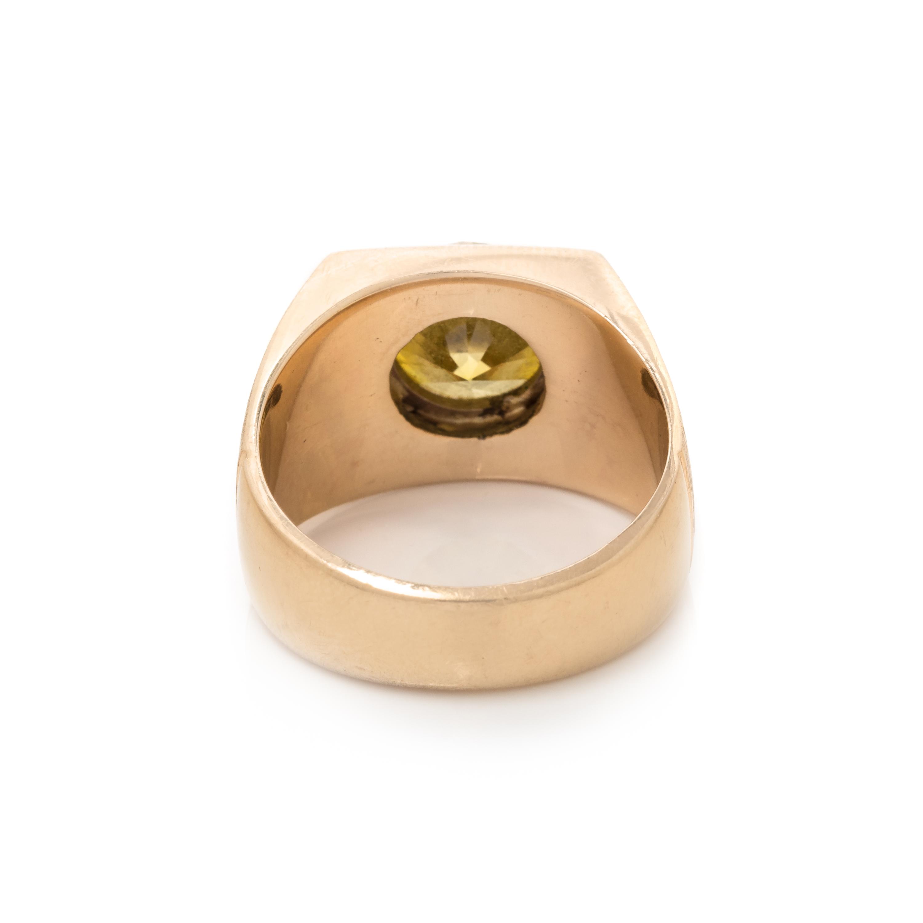 TREATED FANCY DEEP YELLOW DIAMOND RING