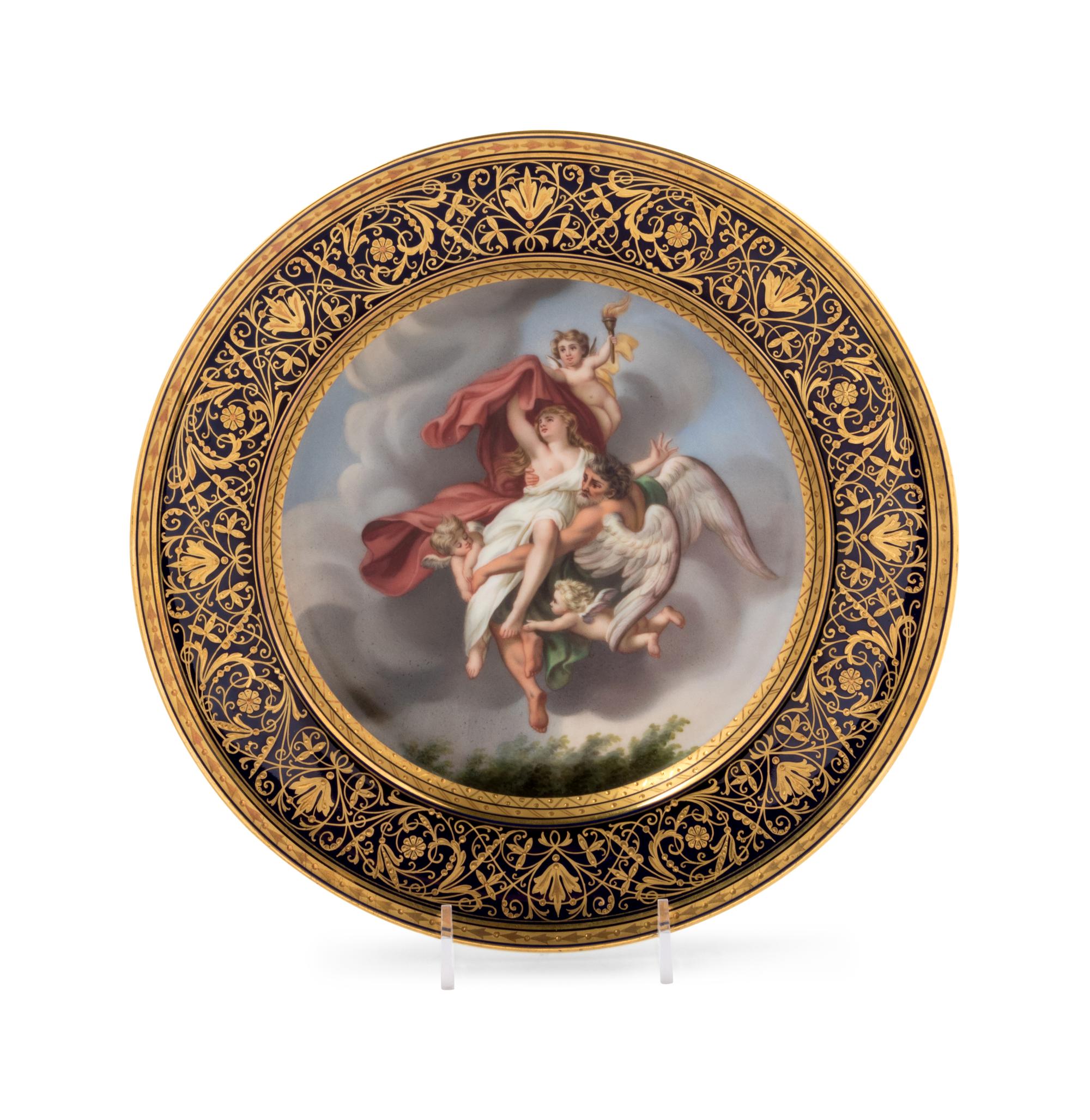 A Vienna Painted and Parcel Gilt Porcelain Cabinet Plate