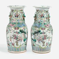 A pair of Chinese export famille rose-decorated porcelain baluster vases Late 19th-early 20th century
