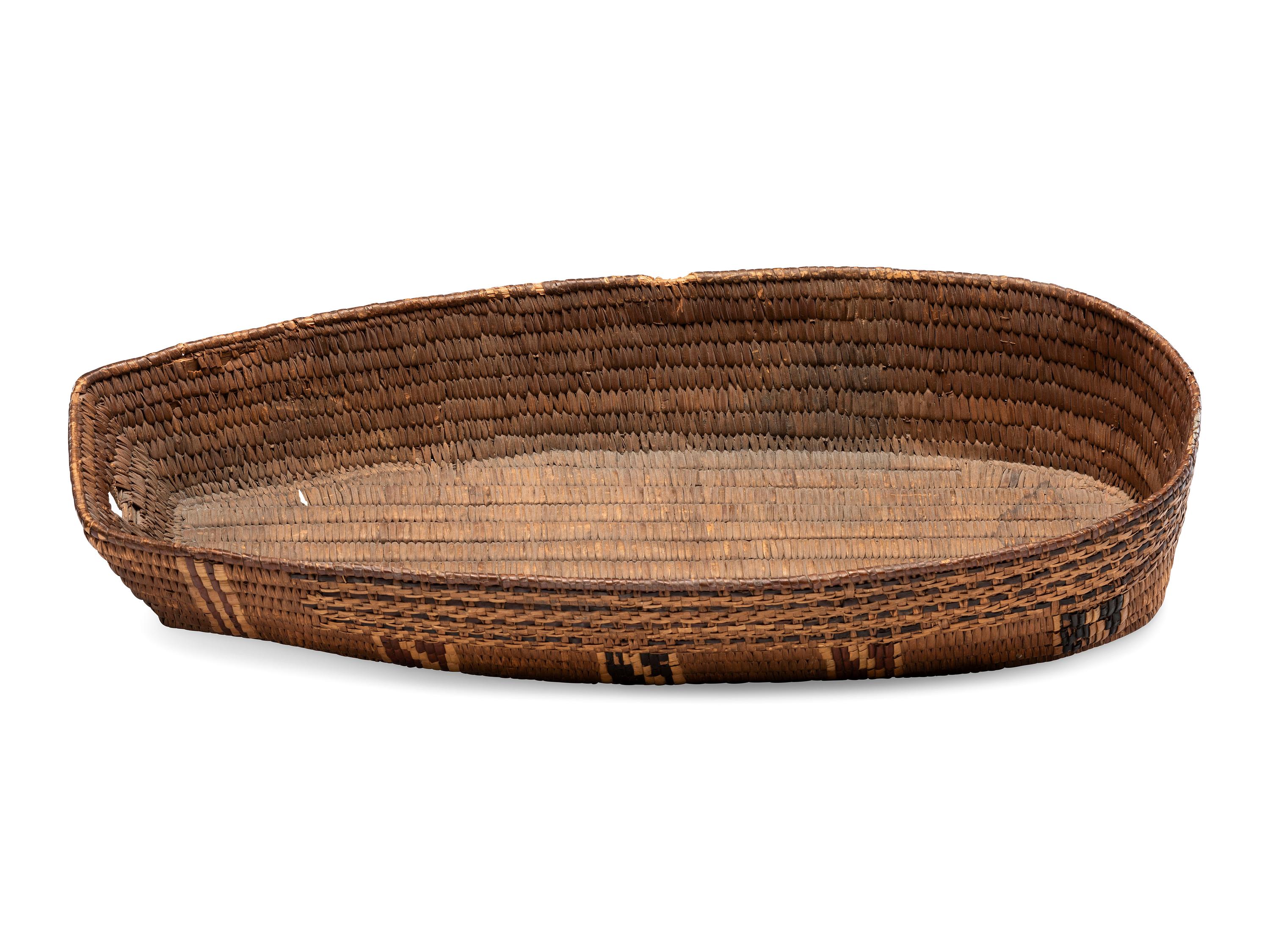 Salish Basketry Cradle, with Imbricated Designs