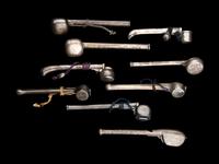 Nine Japanese Silver Portable Writing Sets, Yatate