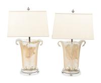 A Pair of Italian Glass Table Lamps