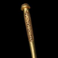 A Chinese Gold 'Longevity' Hairpin, Tongzan, Late Ming Dynasty 明晚期 滇式壽字紋金長簪