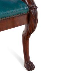 A Pair of Baltic Neoclassical Carved Mahogany Armchairs