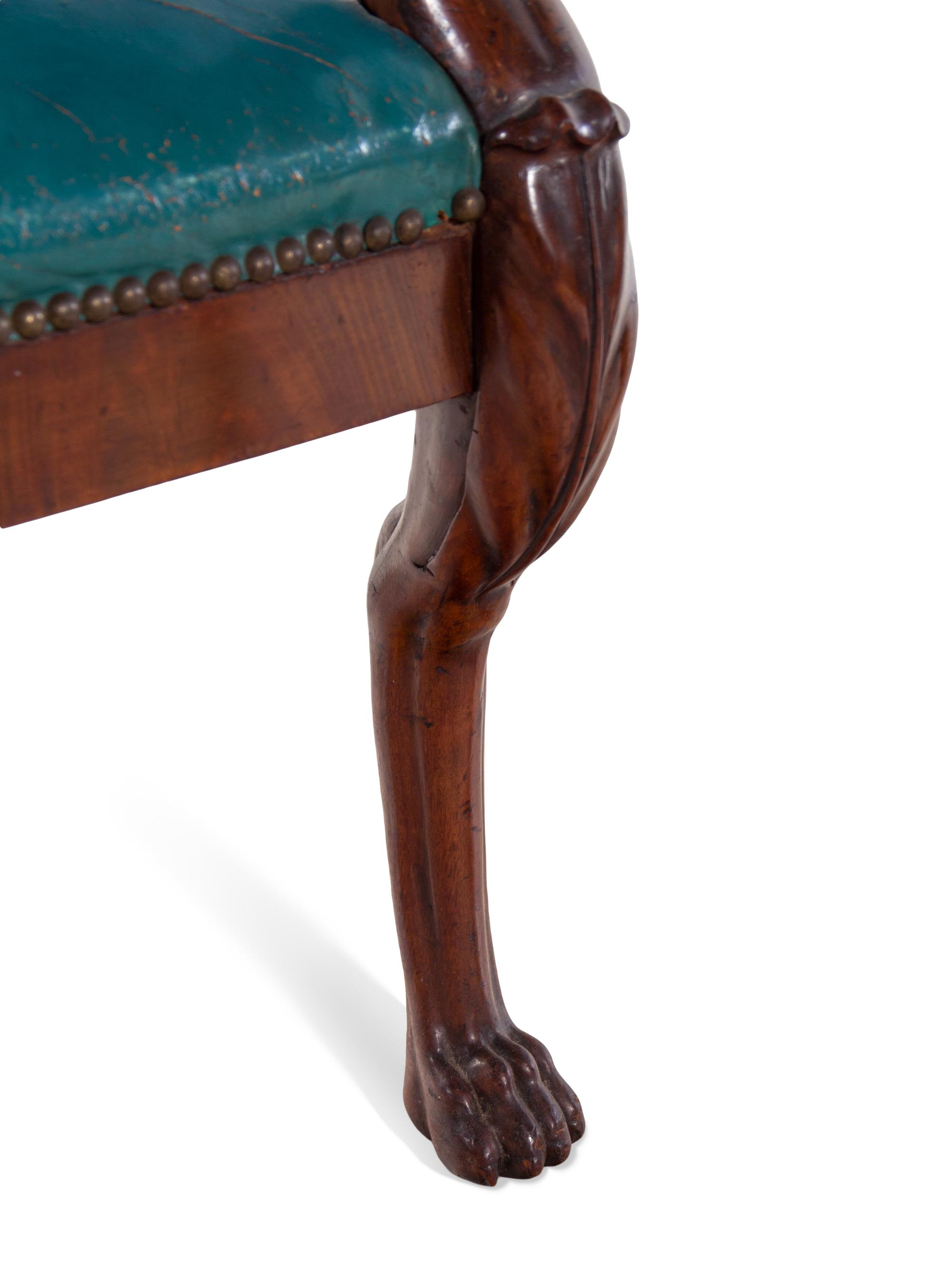 A Pair of Baltic Neoclassical Carved Mahogany Armchairs