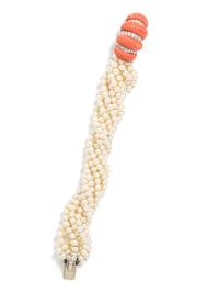 CARTIER, CULTURED PEARL, CORAL AND DIAMOND BRACELET