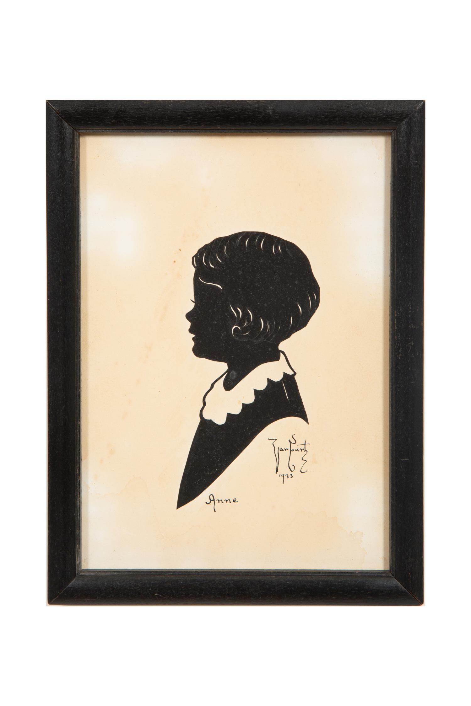 An Assemblage of Framed Paper Silhouettes Featuring 3 Beatrix Sherman Works