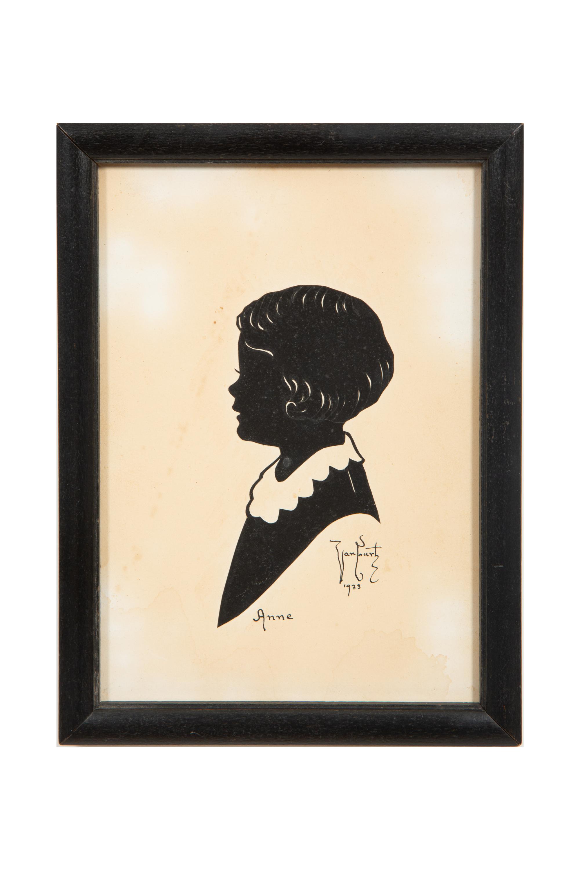 An Assemblage of Framed Paper Silhouettes Featuring 3 Beatrix Sherman Works