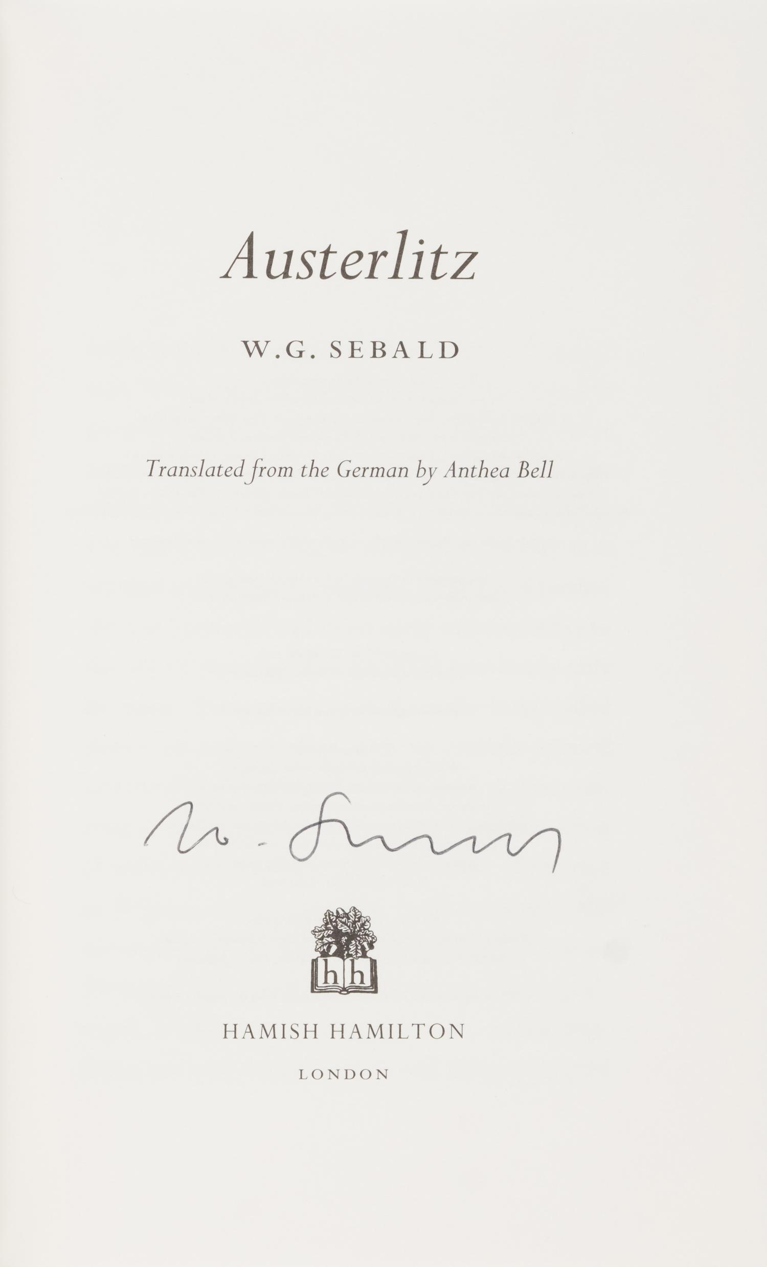 [Literature] Sebald, W.G. Group of 7 Titles