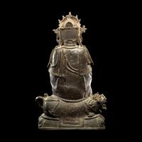 A Chinese Parcel-Gilt Bronze Figure of Guanyin, Ming Dynasty 明 銅局部鎏金觀音坐像