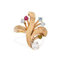 YELLOW GOLD AND MULTIGEM RING