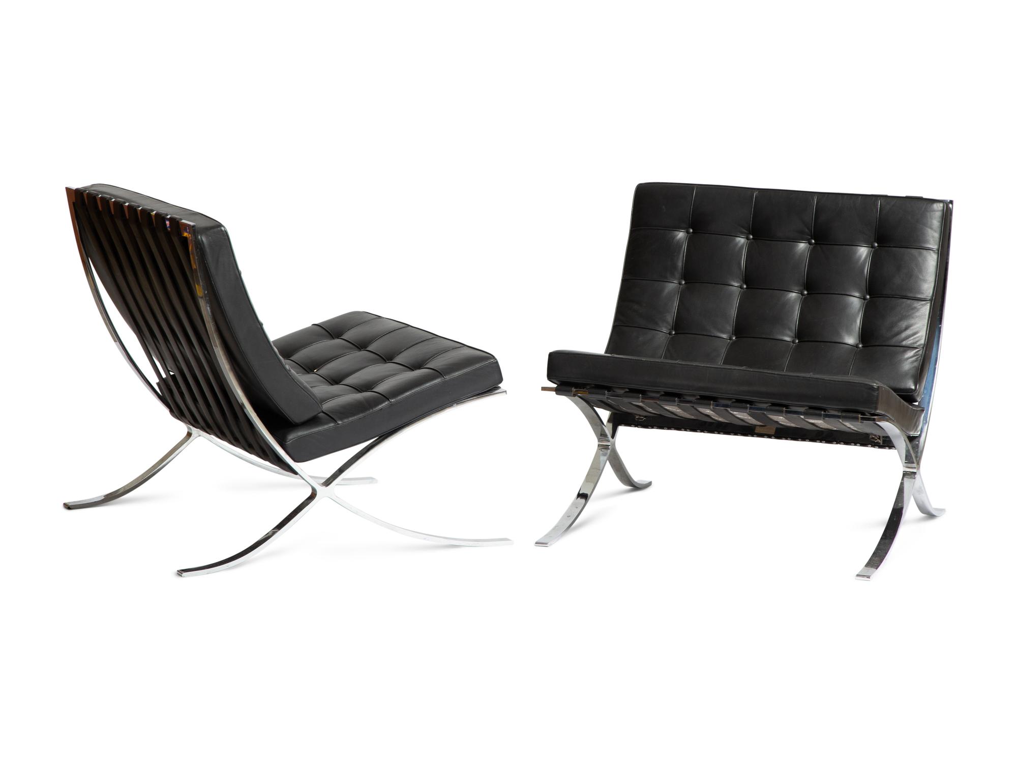 Pair of Barcelona Chairs, 1987 Knoll, USA