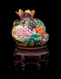 A Famille Rose Porcelain Model of a Pomegranate