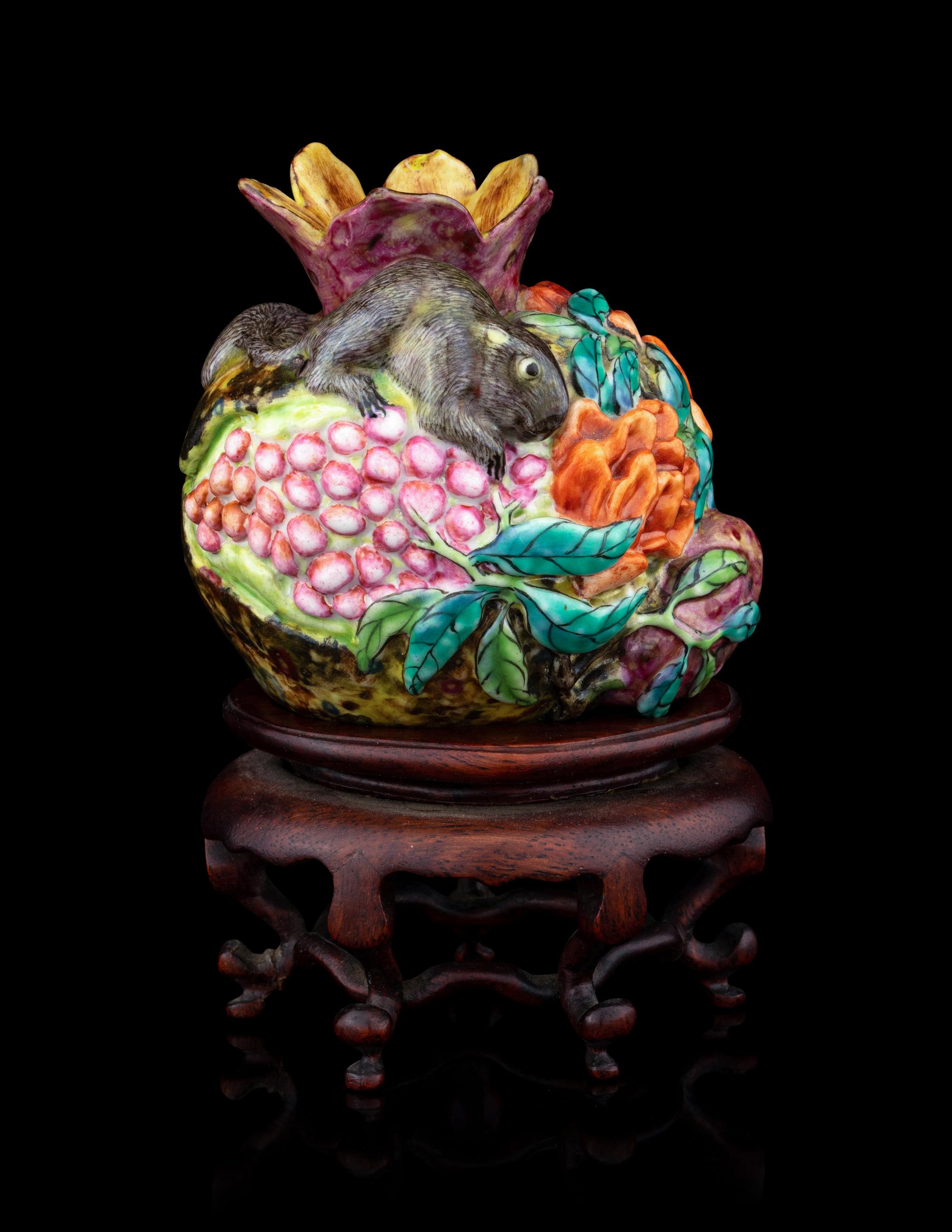 A Famille Rose Porcelain Model of a Pomegranate