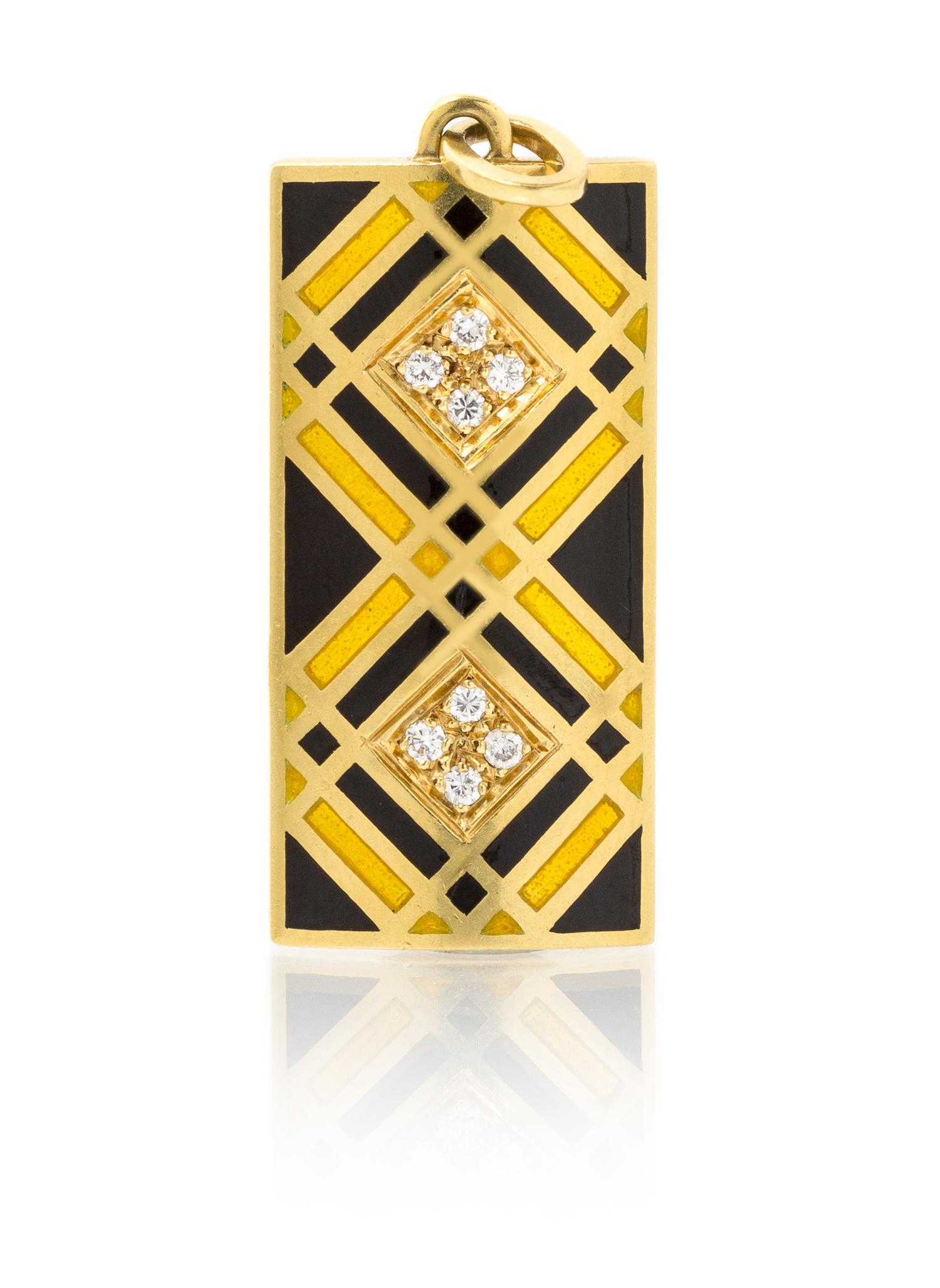 An 18 Karat Yellow Gold, Diamond and Polychrome Enamel Pendant, 7.20 dwts.