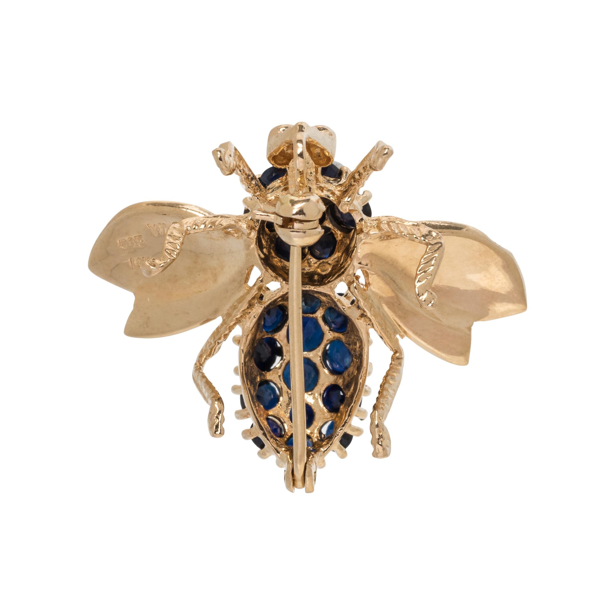 YELLOW GOLD AND SAPPHIRE BEE PENDANT/BROOCH