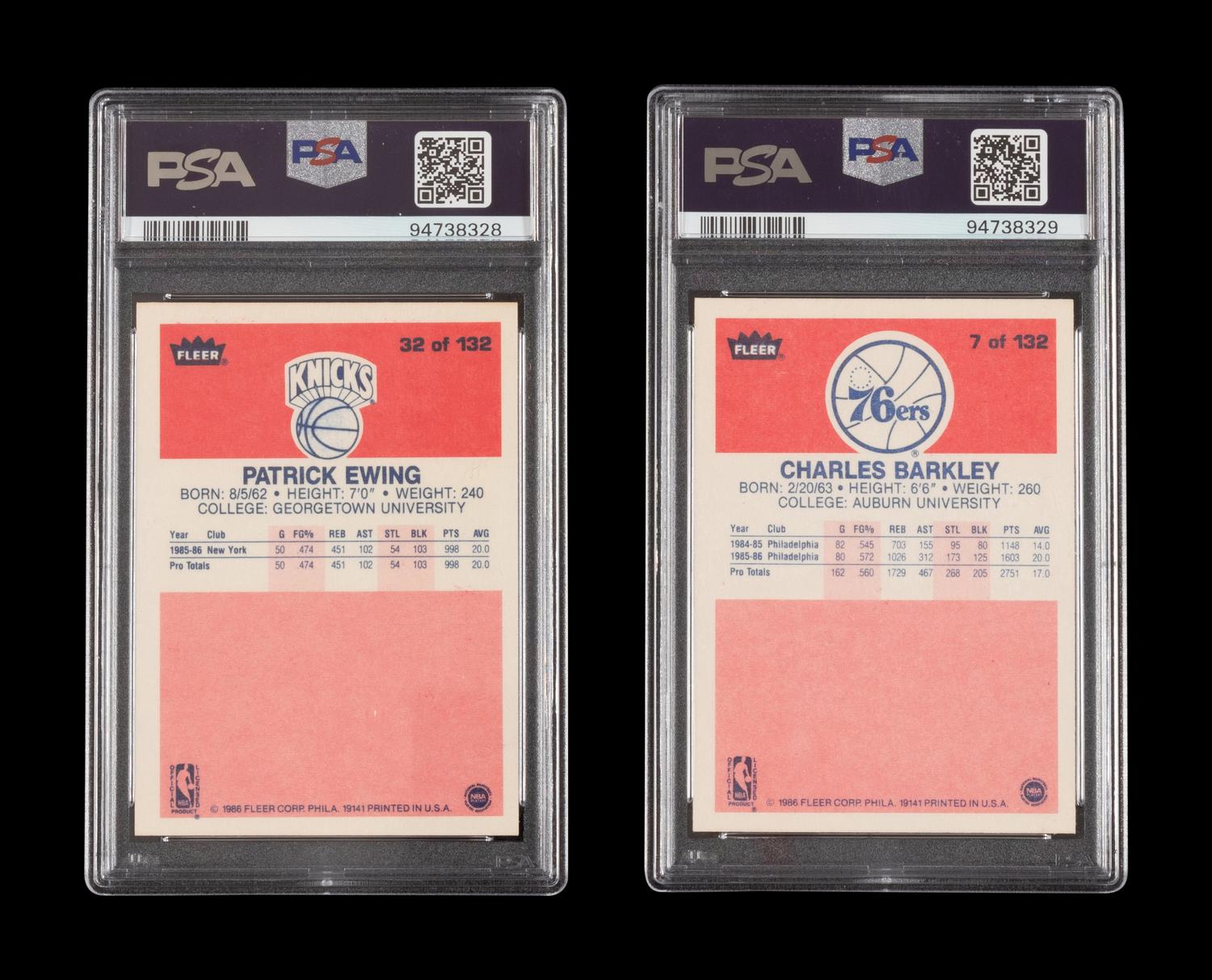 A Group of 1986 Fleer Charles Barkley and Patrick Ewing Rookie Basketball Cards