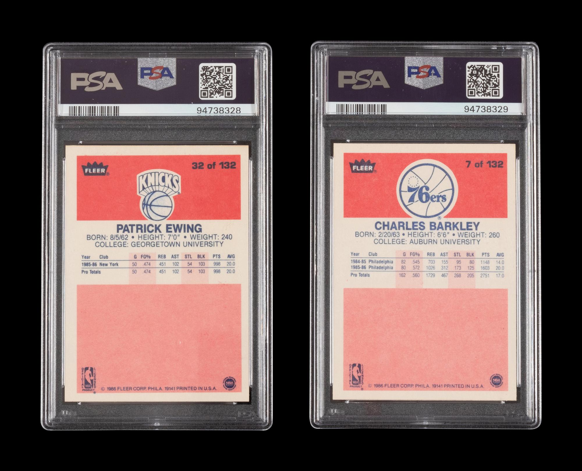 A Group of 1986 Fleer Charles Barkley and Patrick Ewing Rookie Basketball Cards