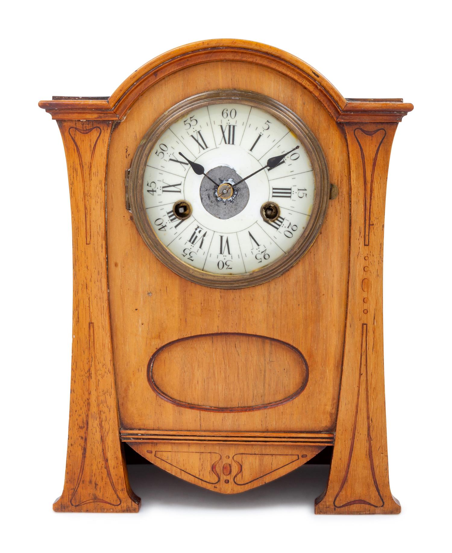 A Secessionist Fruitwood Mantel Clock