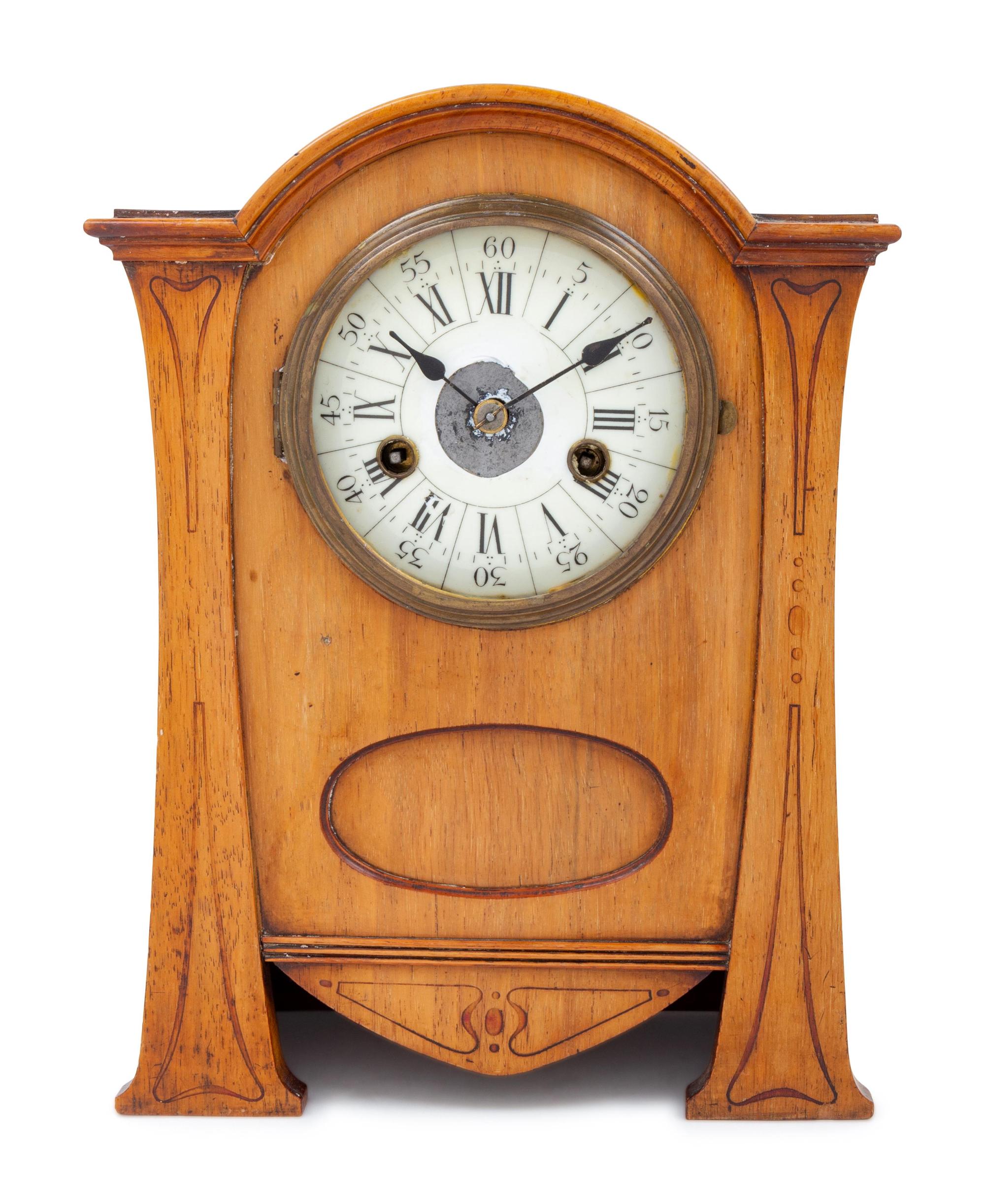 A Secessionist Fruitwood Mantel Clock