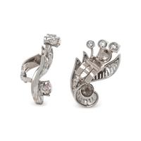 PLATINUM AND DIAMOND EARCLIPS