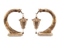A Pair of Chinese Bone-Veneered Lantern Ornaments