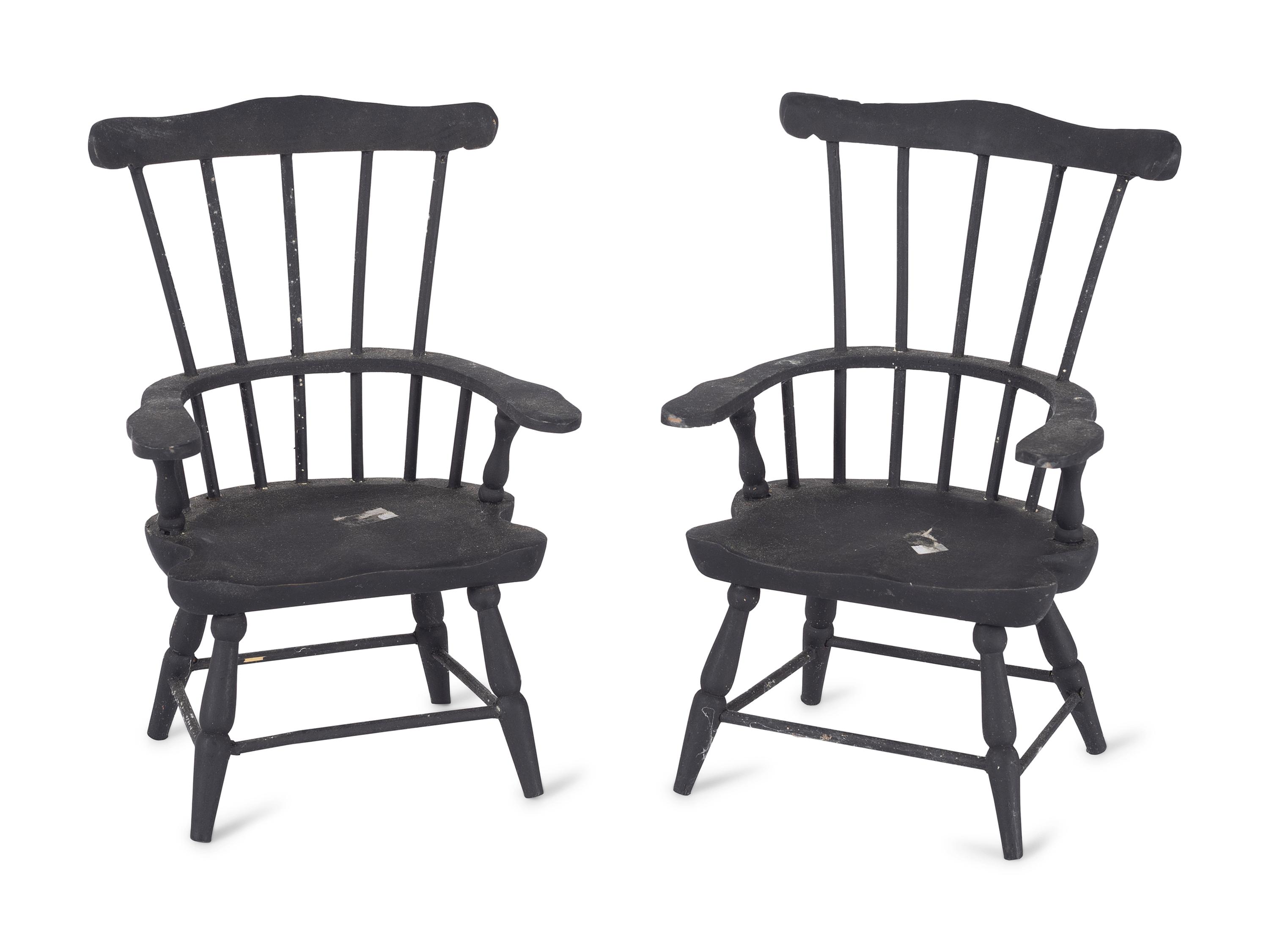 Eleven Miniature Windsor Chairs