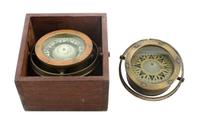 Two English Brass Cased Ship's Compasses Diameter of larger 5 1/2 inches. — SESTREL, LONDON, LATE 19TH/EARLY 20TH CENTURY