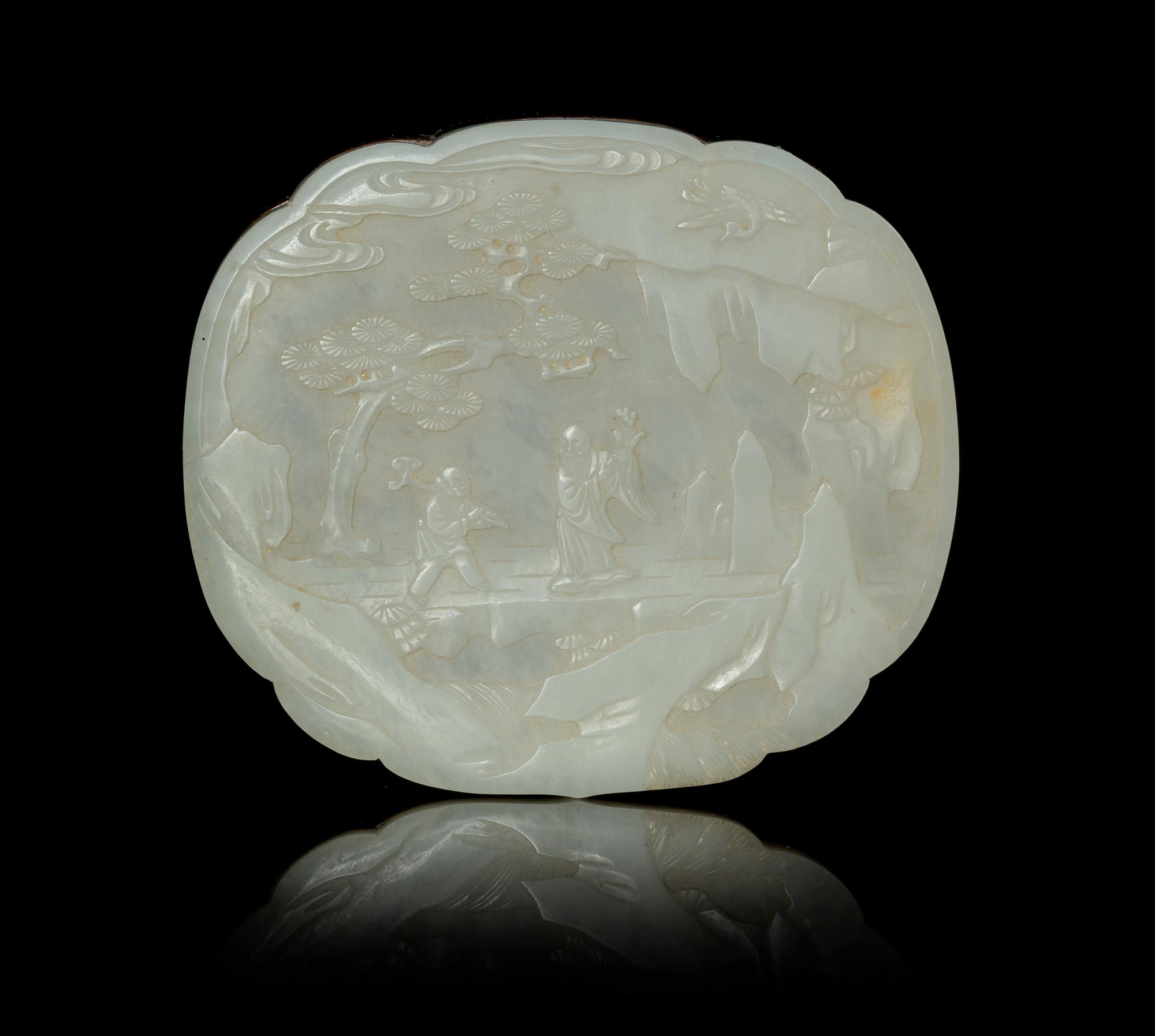 A White Jade Plaque Length 4 1/2 inches. — 18TH/19TH CENTURY