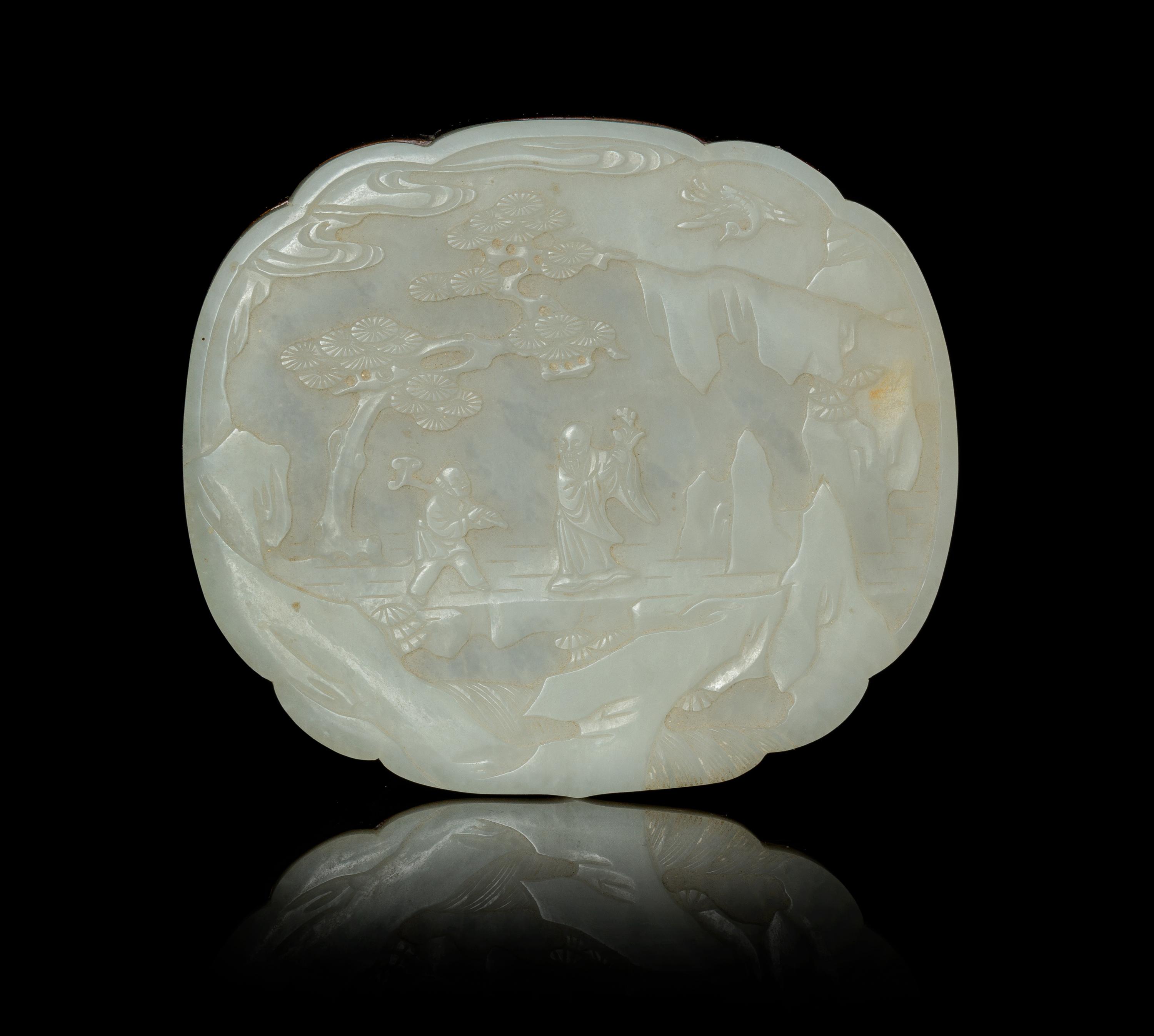 A White Jade Plaque Length 4 1/2 inches. — 18TH/19TH CENTURY