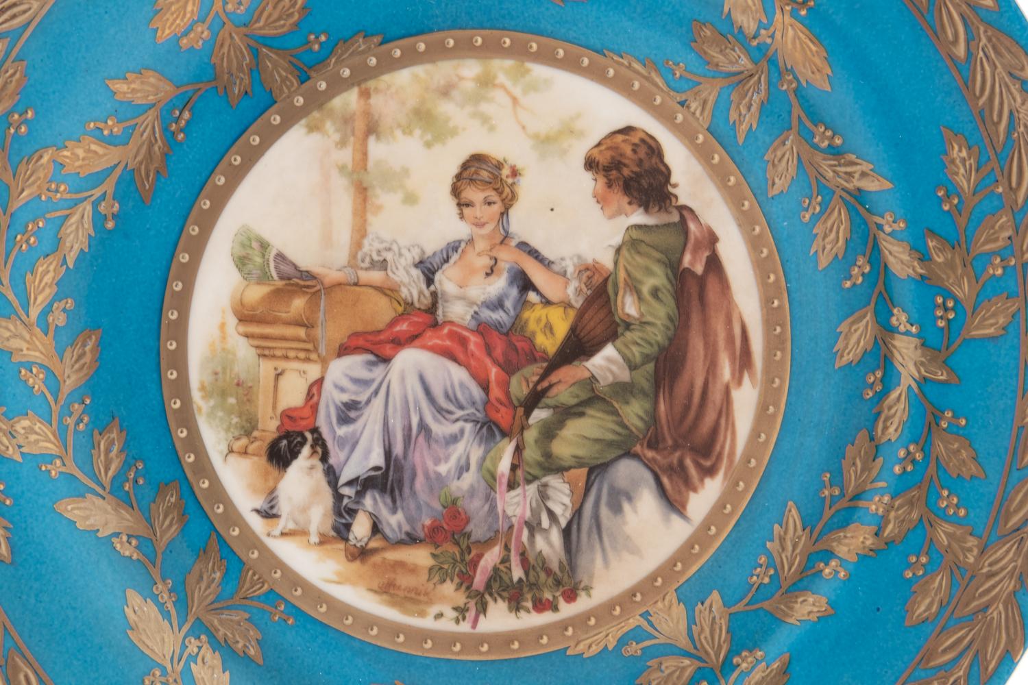 Three Sèvres Style Porcelain Plates