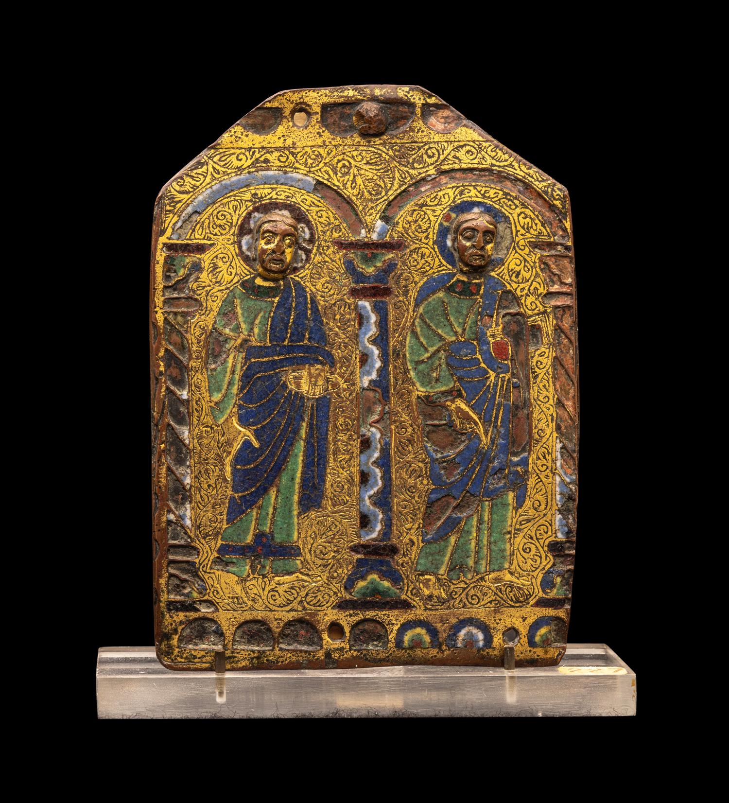 A Limoges Champlevé and Gilt-Copper Fragment of a Rectangular Plaque