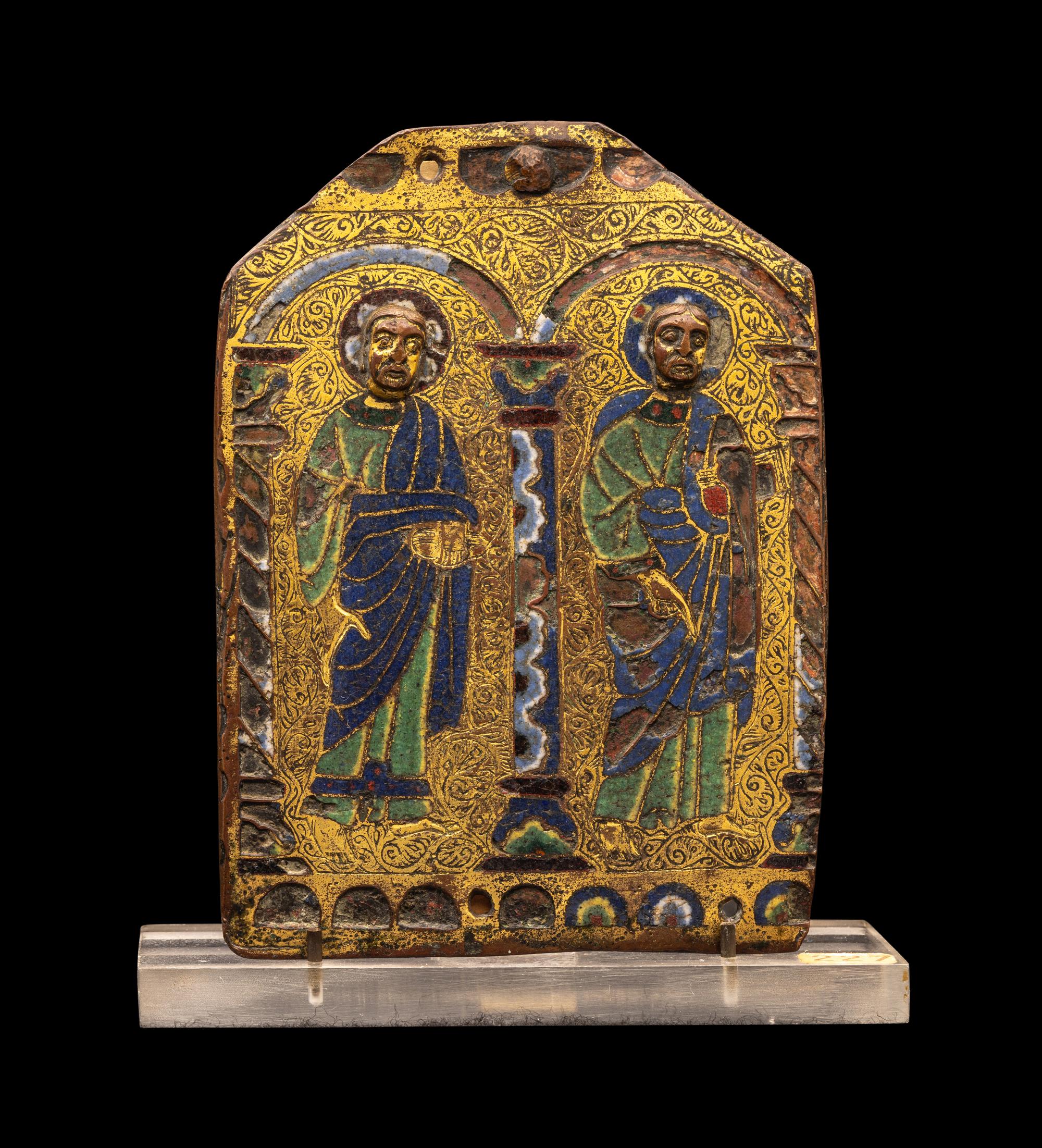 A Limoges Champlevé and Gilt-Copper Fragment of a Rectangular Plaque